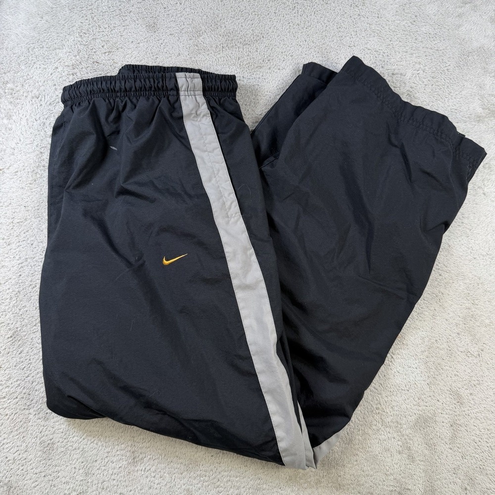 Vintage Nike Windbreaker Pants Mens 2XL Black Lined Drawstring Track Gym Y2K
